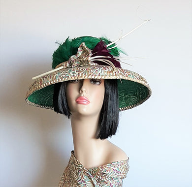 Multi Color Feathered/Fabric Sinamay Sexy Chapeau.
