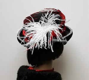 Black and Red Velvet Winter Hat