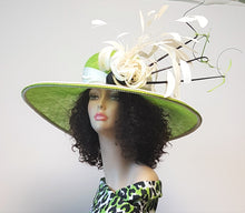 Chartreruse Wide Brim Sinamay Derby Fashionable Hat