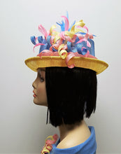 Multi Colored Sinamay Stingy Brim Hat