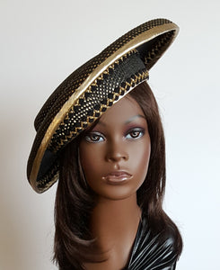 Ladies Black and Gold  Crown Hat