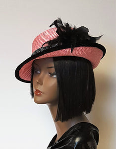 Pink and Black Spring Parasisal Straw Hat