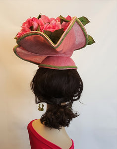 Sinamay Hatinator Headpiece in Pink and Olive