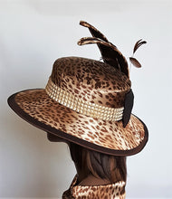 Fabric covered brown and beige Leopard Print Hat