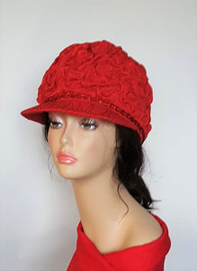 Red Fabric Stylish Casual Cap