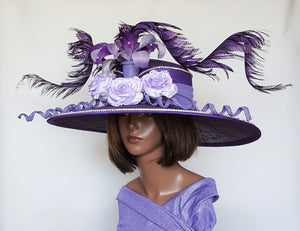 Shades of Purple Wide Brim Sinamay Bespoke Hat