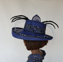 Blue Upturn Wide Brim Sinamay Hat
