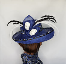 Blue Upturn Wide Brim Sinamay Hat