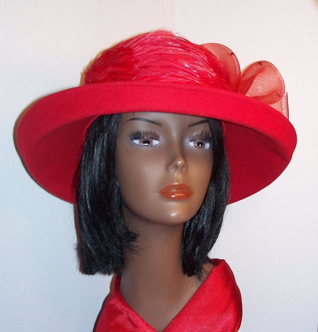 Ladies Red 100/% Wool Felt Hat.