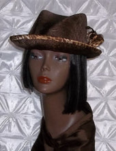 Chocolate Brown Casual Ladies Fedora with Leopard Print Trimming